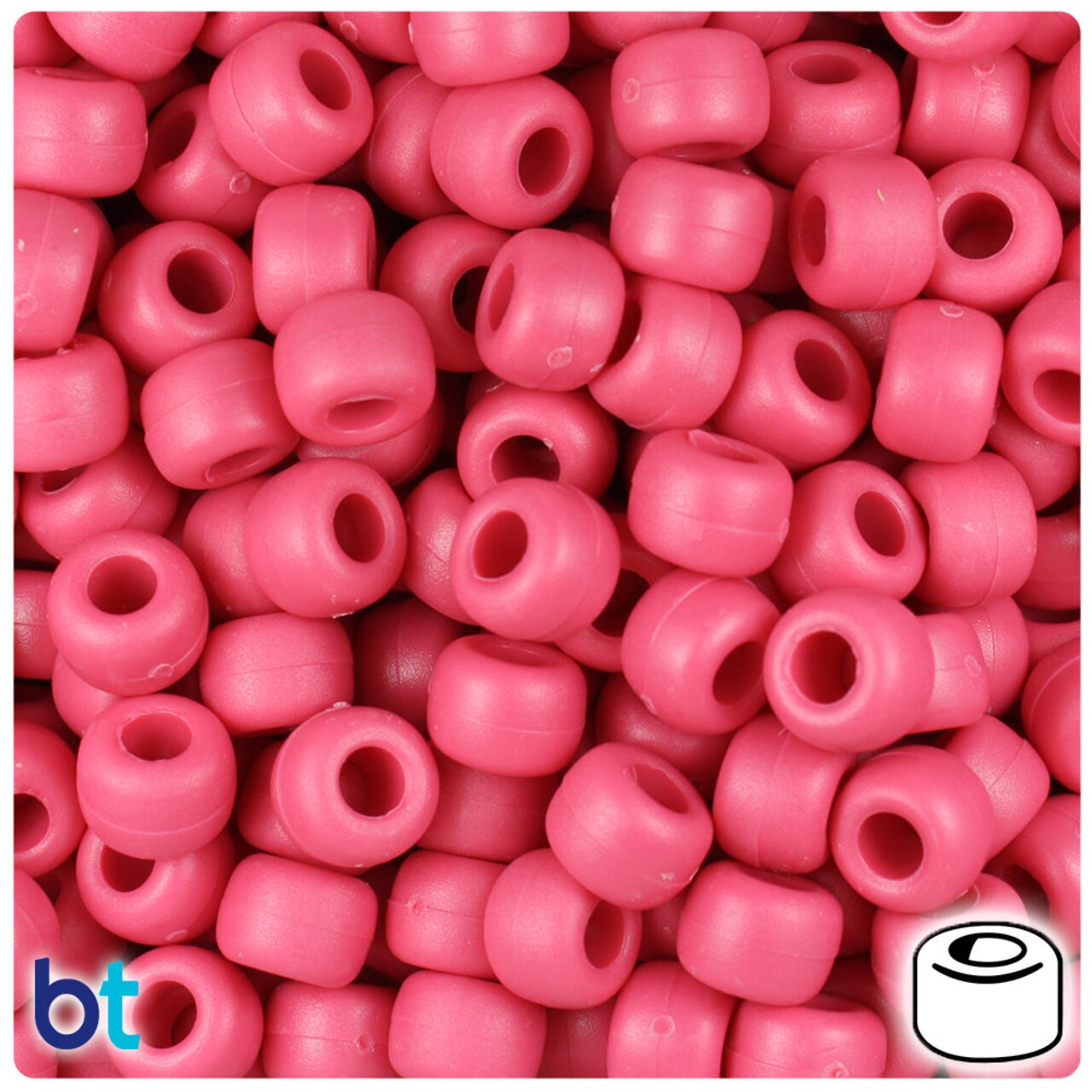 BeadTin Old Rose Matte 9mm Barrel Plastic Pony Beads (500pcs)